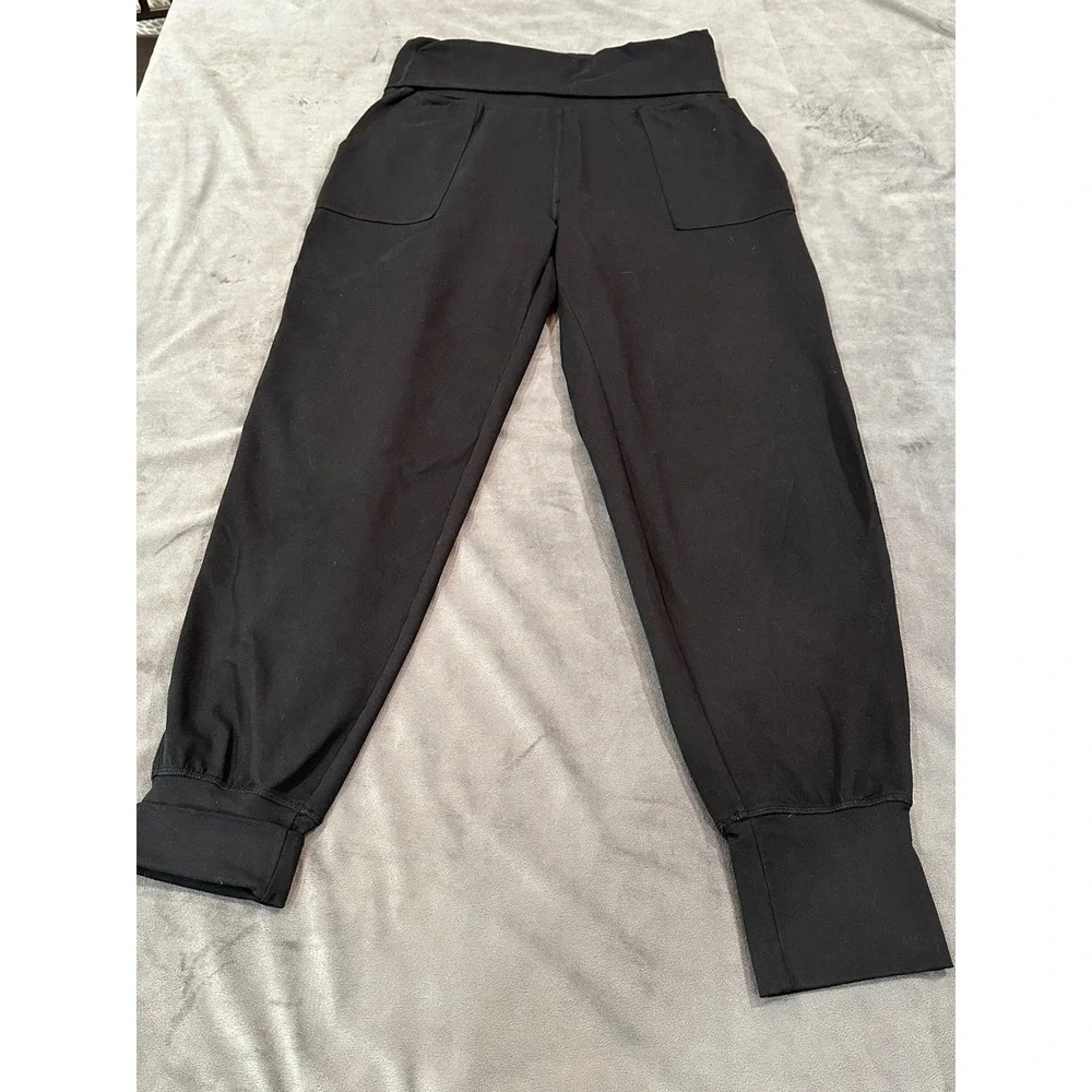 OFFLINE by Aerie Real Me Joggers Black High Waisted Foldover Pants Medium Long